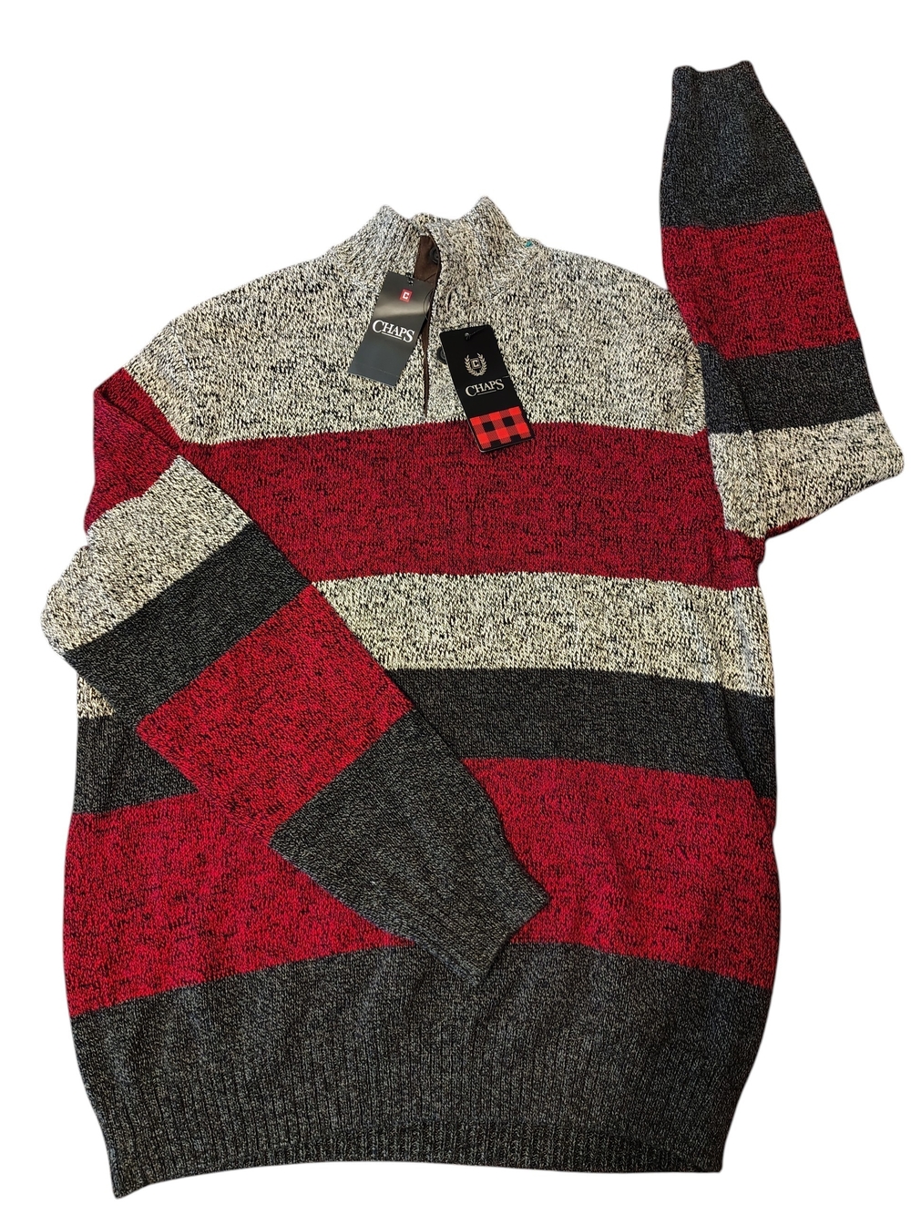 NWT Chaps Mens 1/4 Button Sweater Sz. Large